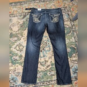 Rhinestone Jeans Straight Blue Jeans New